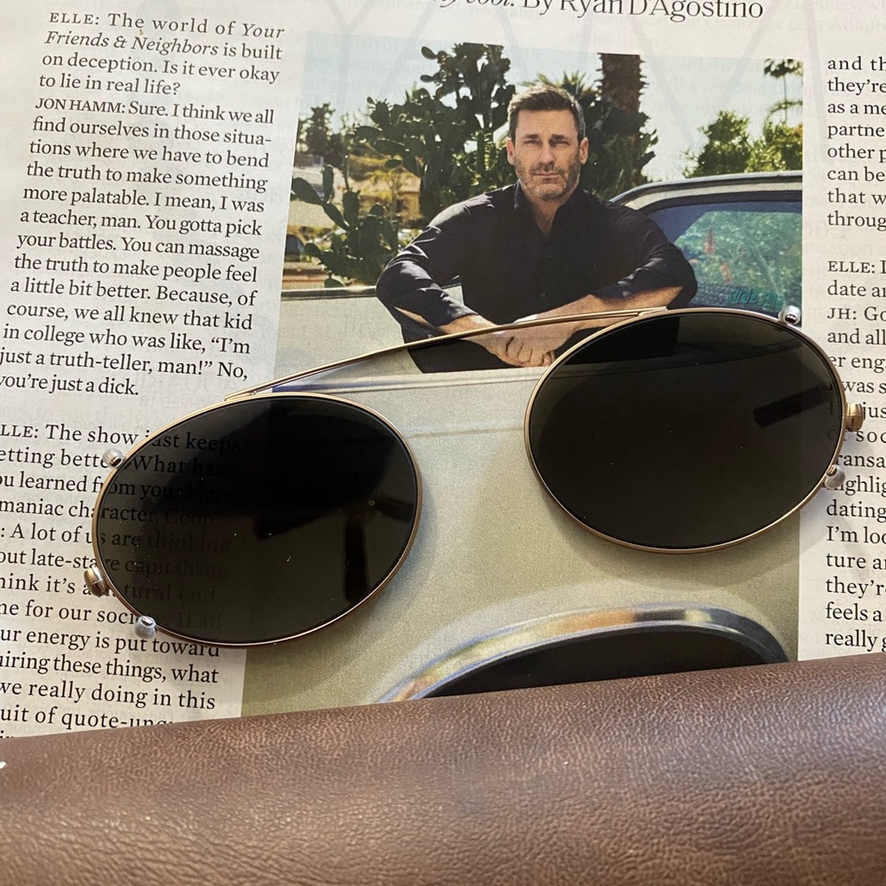 Vintage Italian Made Steelex Clip On Oval Sunglasses And Old Pearle Leather Case View 2